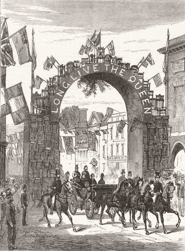 TOWNS. The Arch of Chairs 1877 old antique vintage print picture